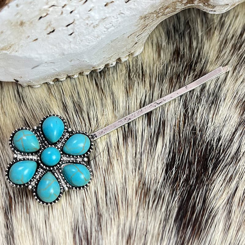 Turquoise Alloy Hairpin.