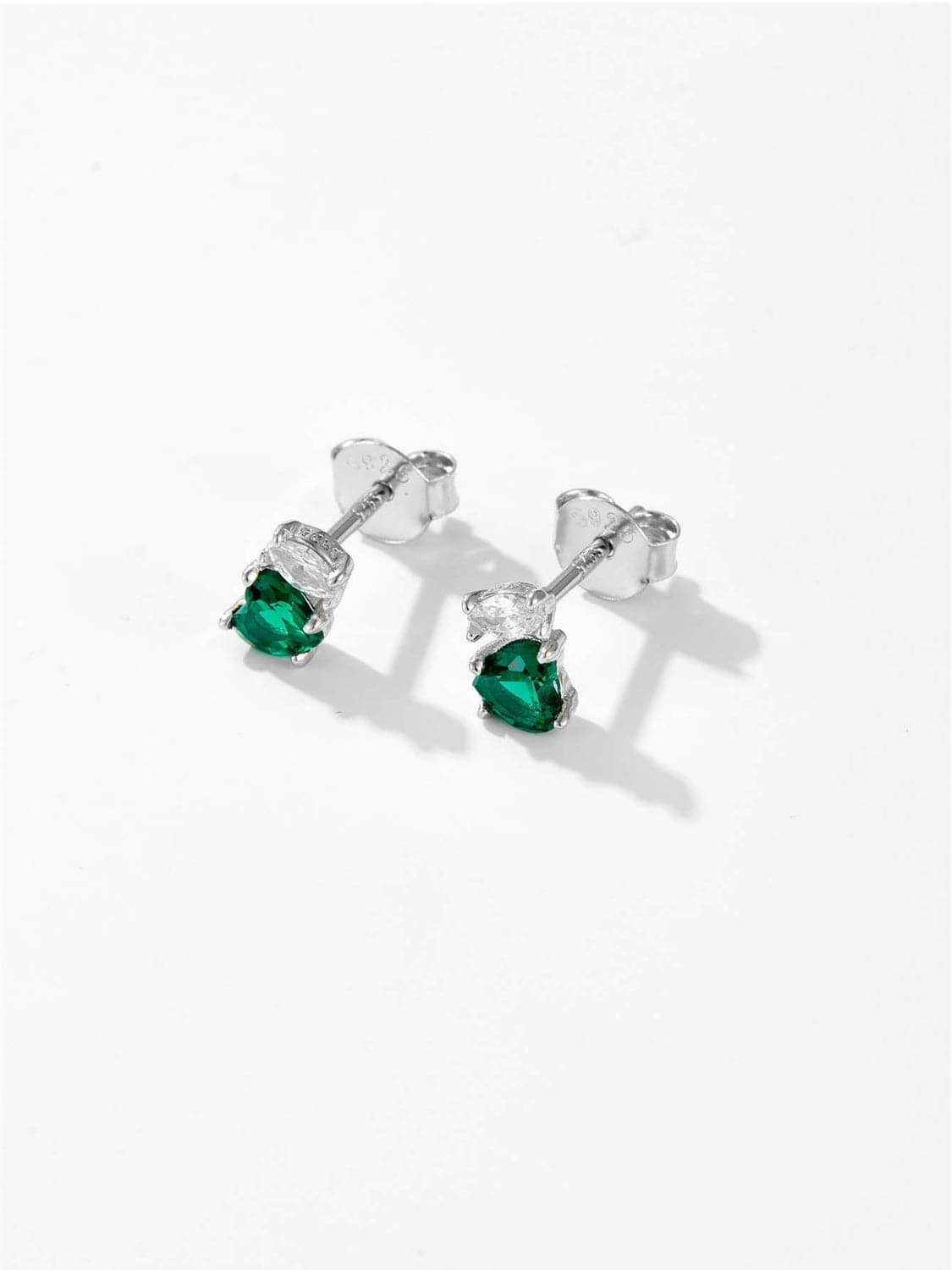 925 Sterling Silver Inlaid Zircon Stud Earrings.