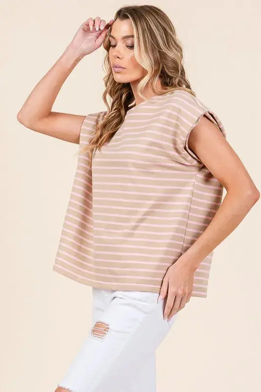Lime 'N' Chili Striped Muscle Sleeve Top - Love Salve 