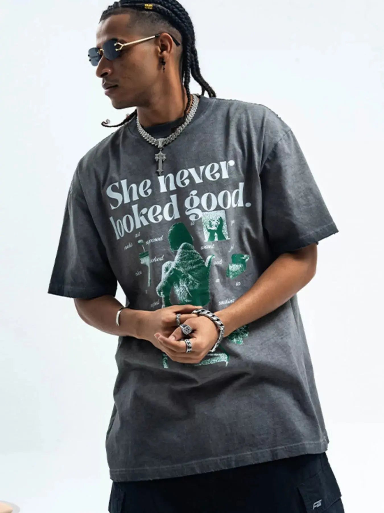 Men's Vintage Graphic Round Neck Oversized T-Shirt Simply Love