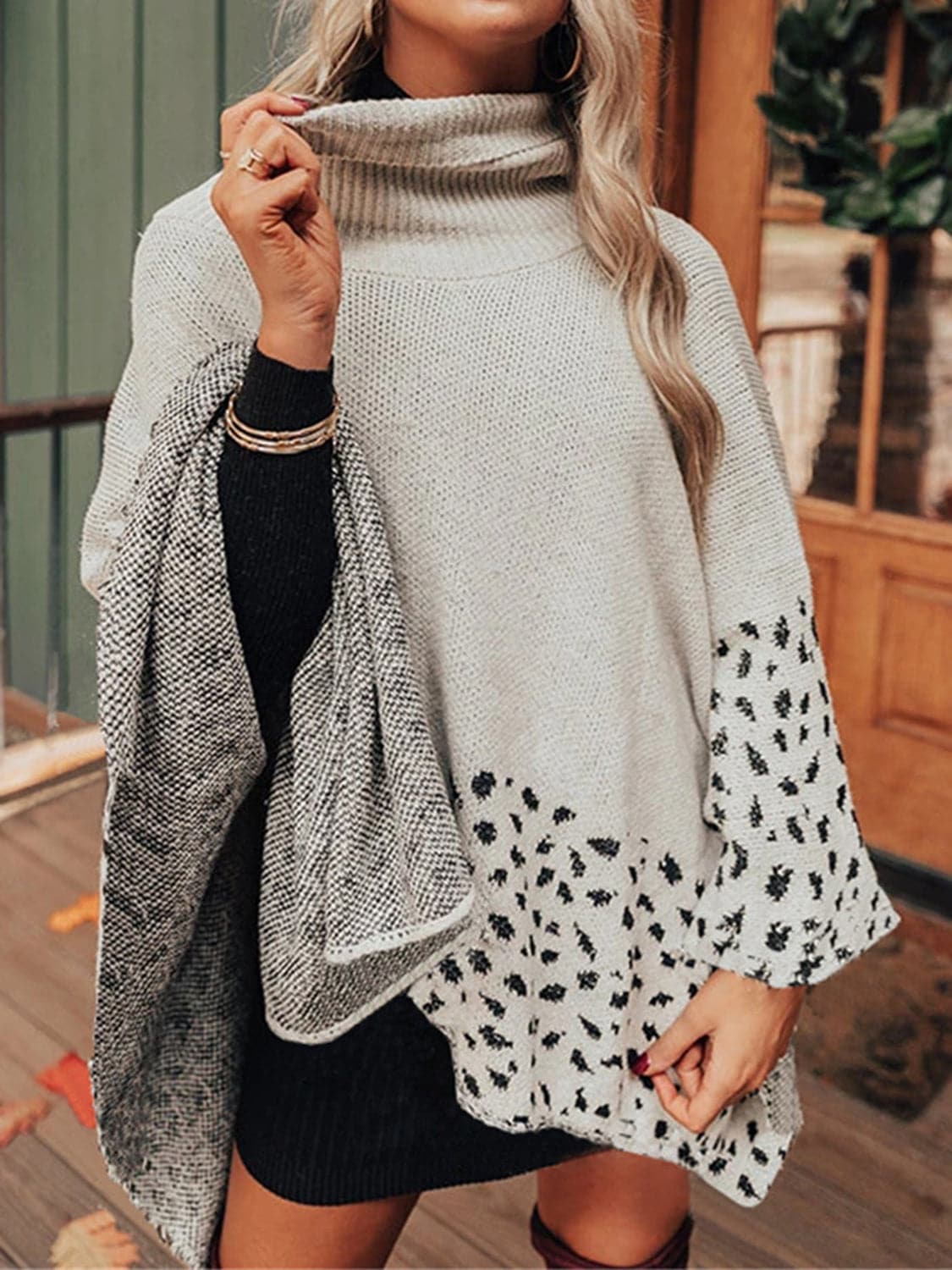 Leopard Turtleneck Poncho.