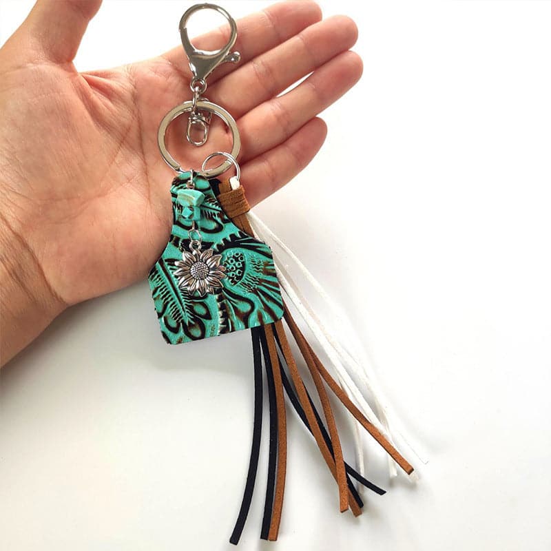 Turquoise Fringe Detail Key Chain.