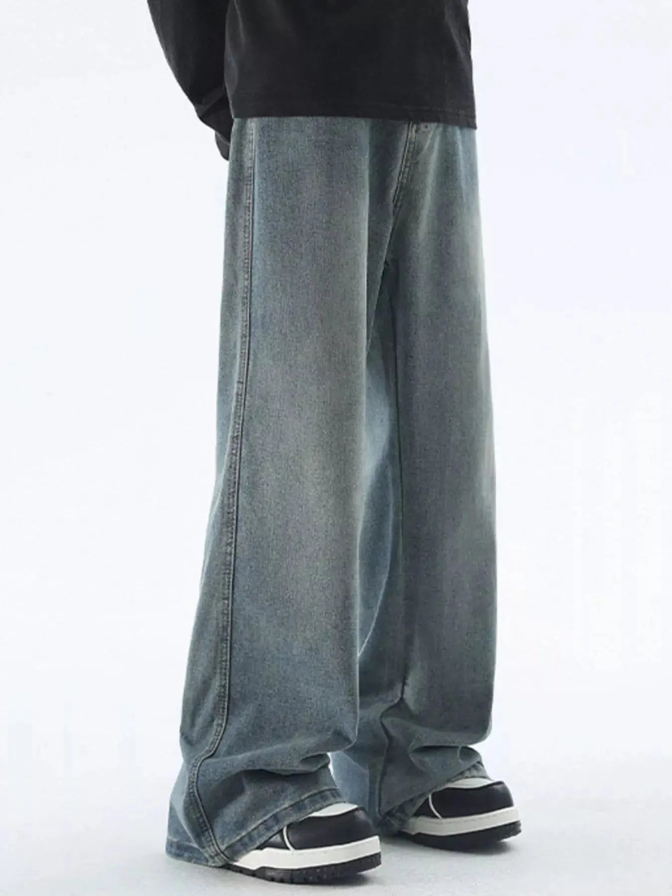 Men's Plus Size Vintage Wash Wide Leg Jeans Simply Love