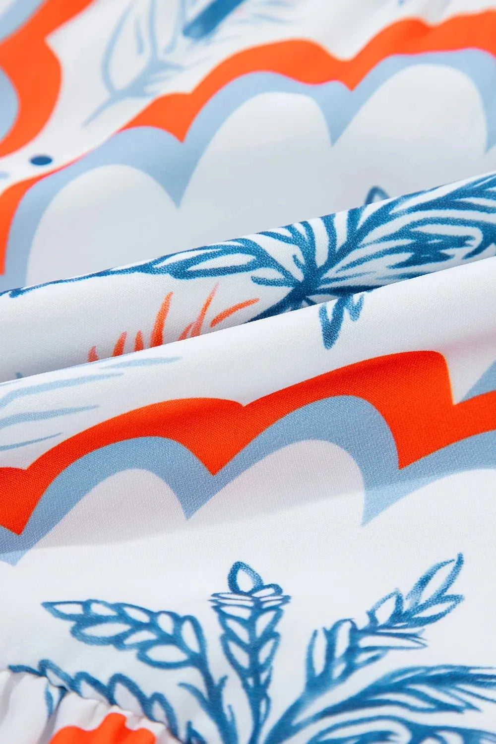 Contrast Palm Tree Printed Short Sleeve Flowy Dress Simply Love