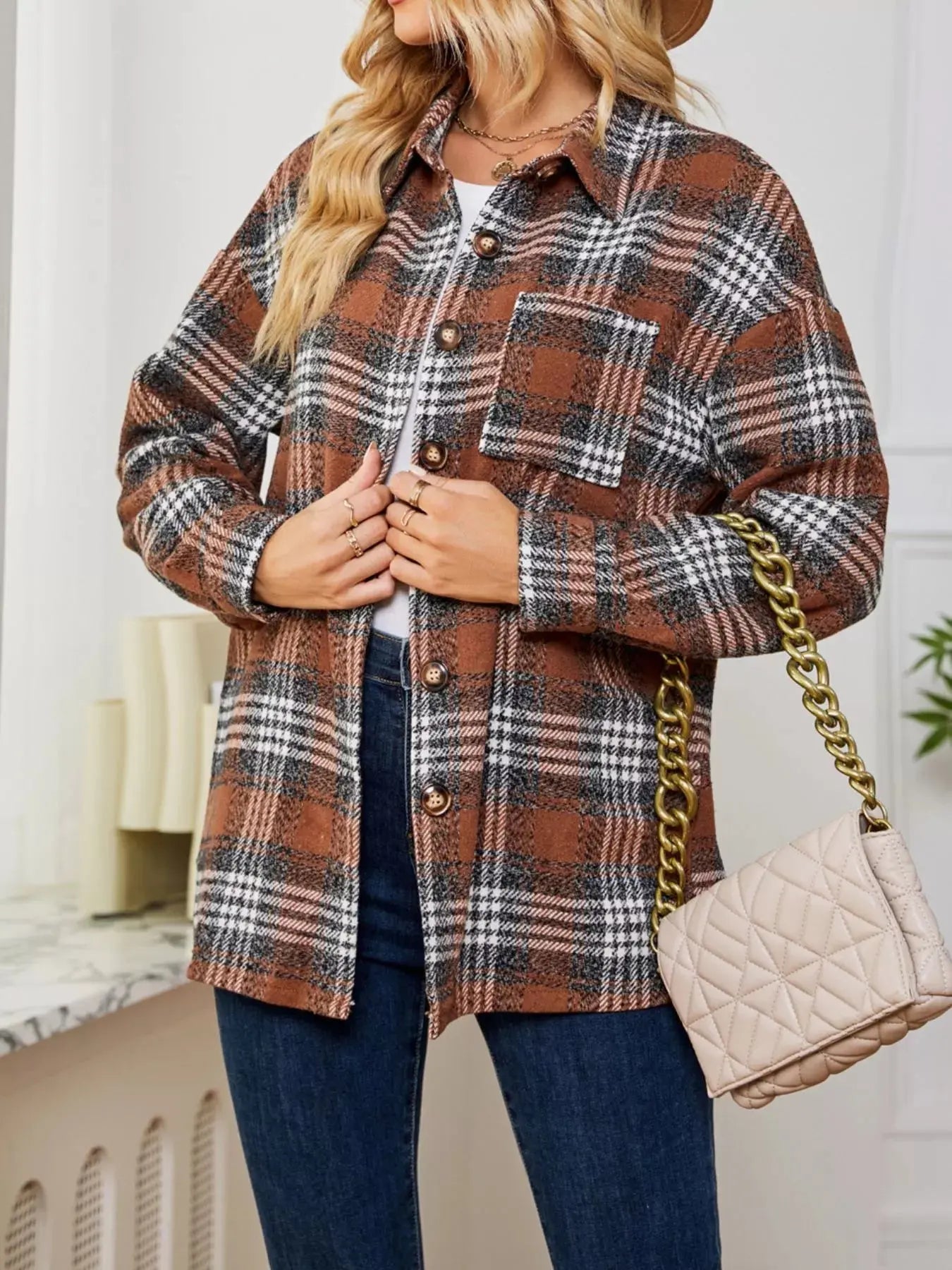 Plaid Button-Up Shirt Simply Love