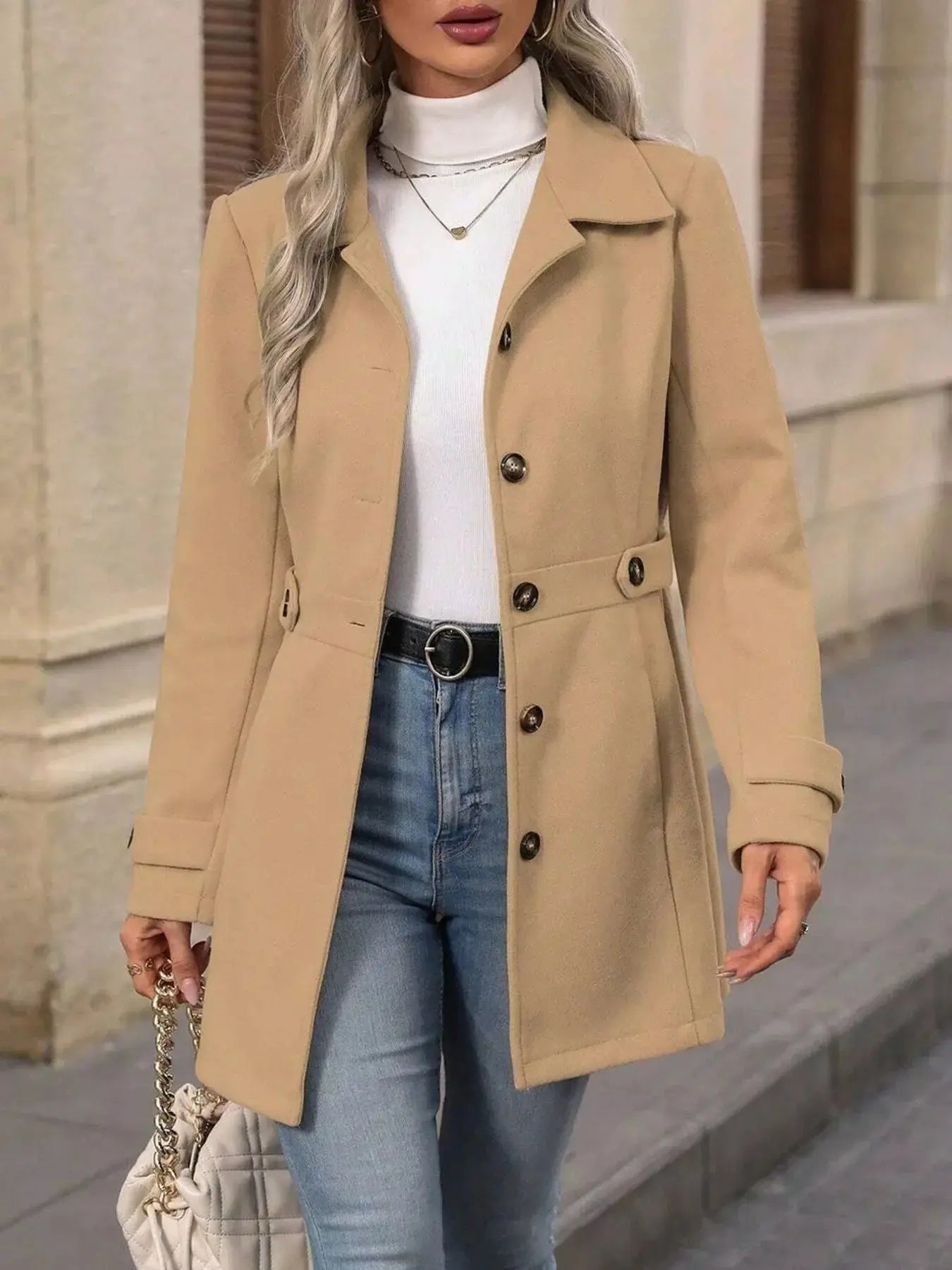 Button Up Long Sleeve Coat Simply Love