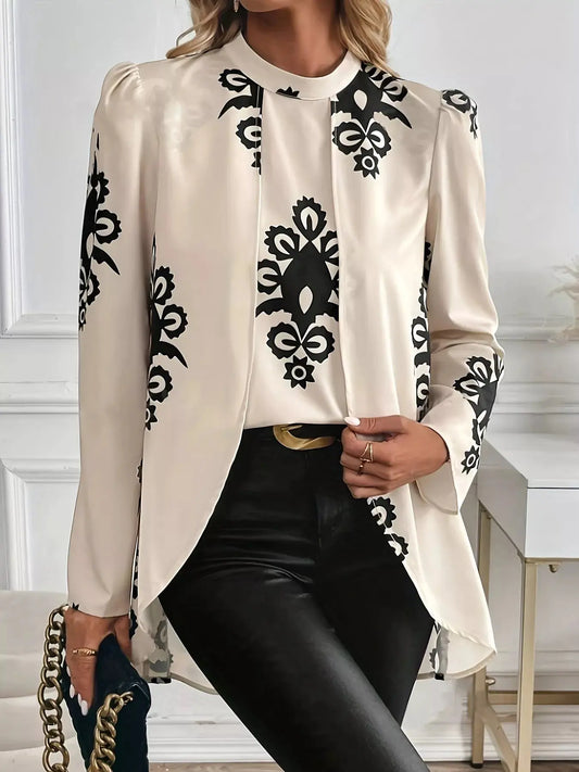 Printed Long Sleeve Blouse Simply Love