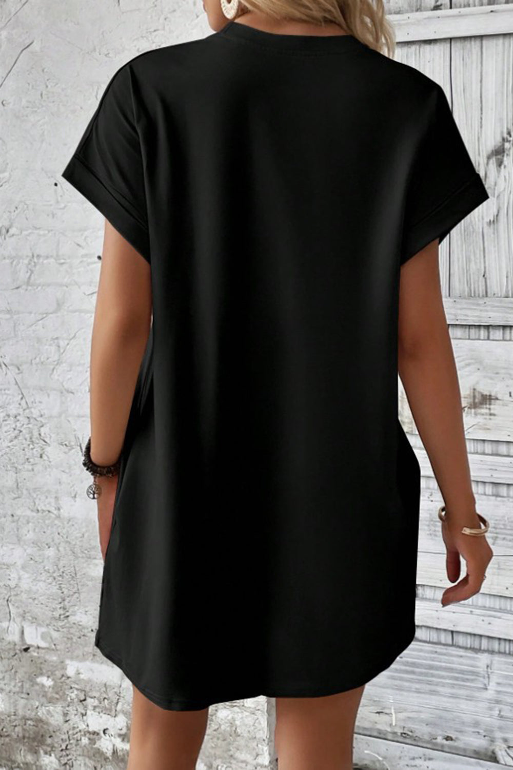 Pocketed Round Neck Short Sleeve Dress Coco’s Tee Boutique