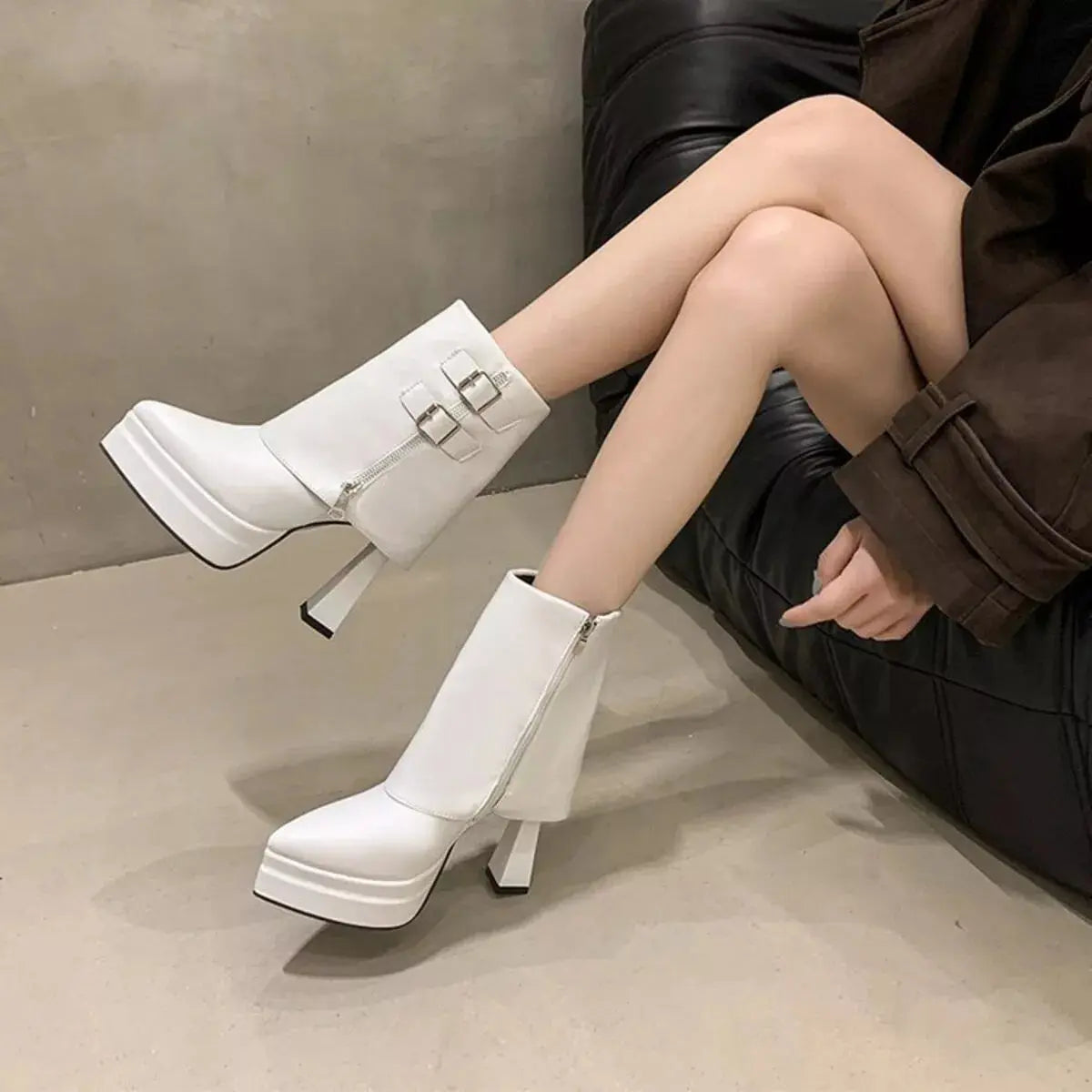 Point Toe Block Heels Boots Simply Love