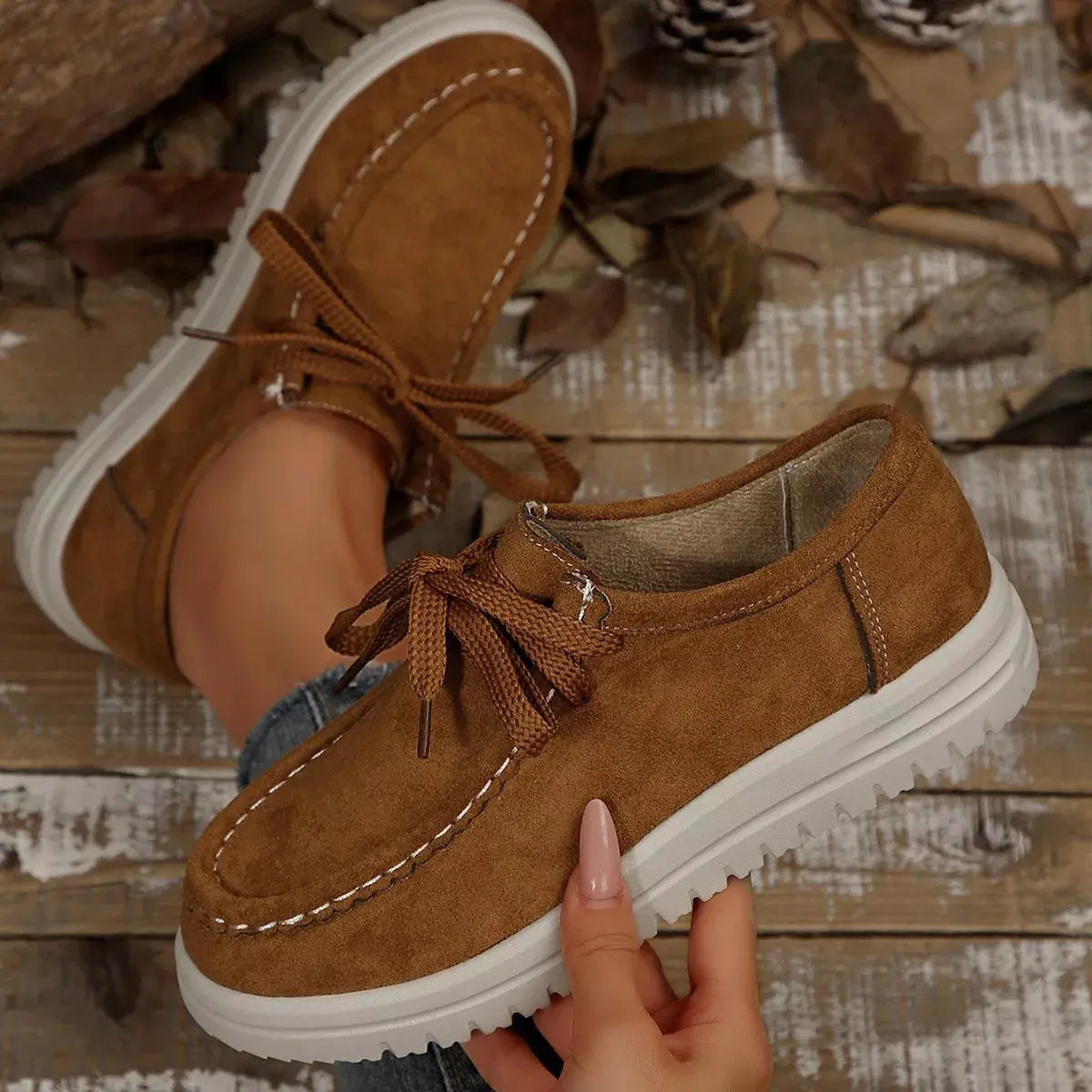 Lace-Up Round Toe Loafers Simply Love