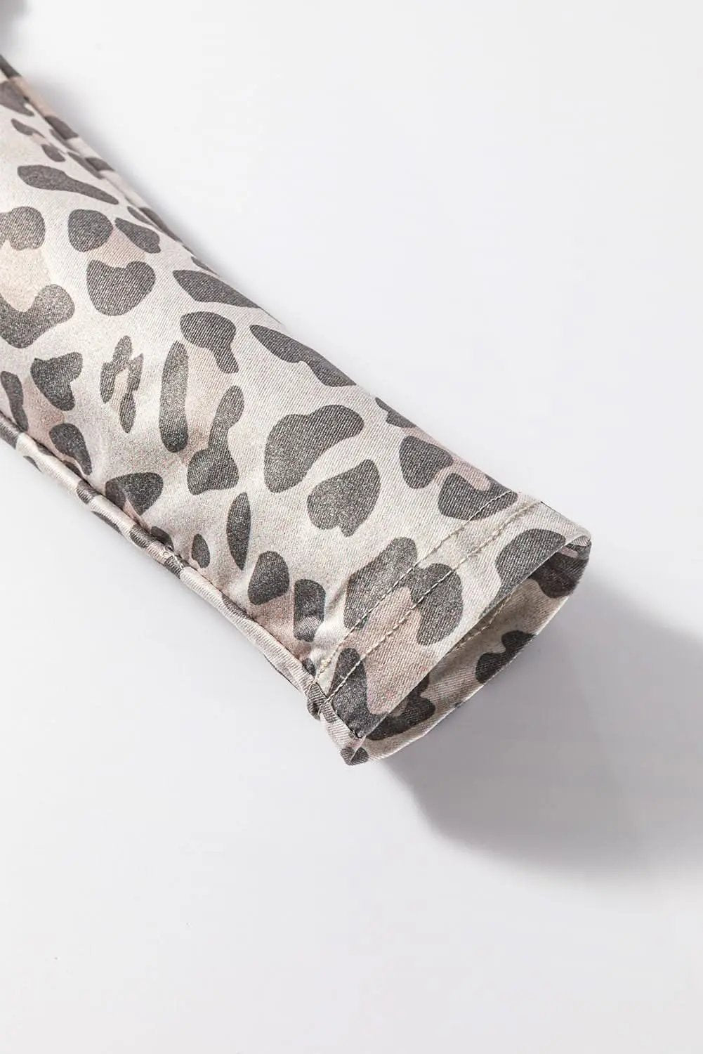 Gray Leopard Print V Neck Loose Fit Mini Dress - Love Salve 