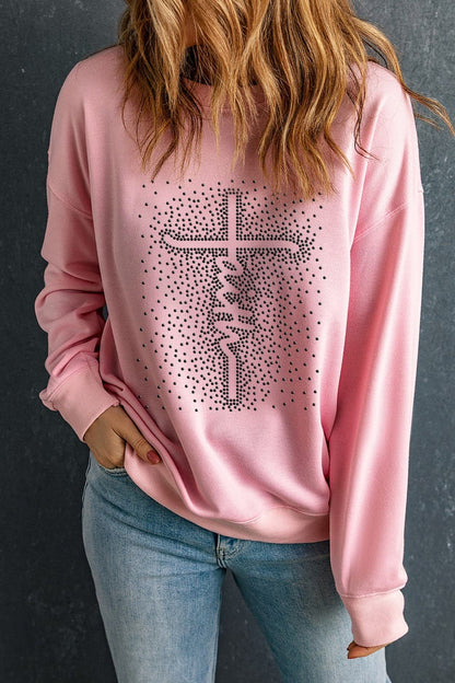 Graphic Round Neck Long Sleeve Sweatshirt.