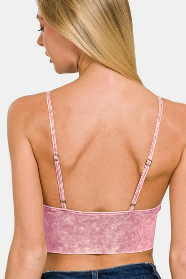 Zenana Washed Ribbed Bra Padded Cami.