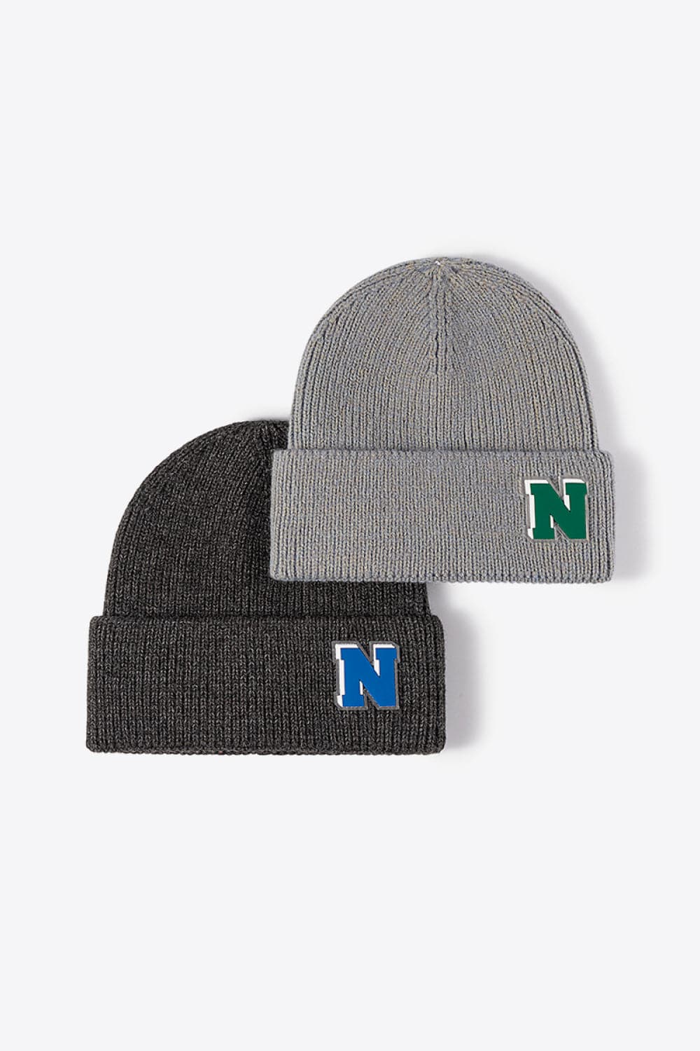 Letter N Patch Cuffed Knit Beanie.