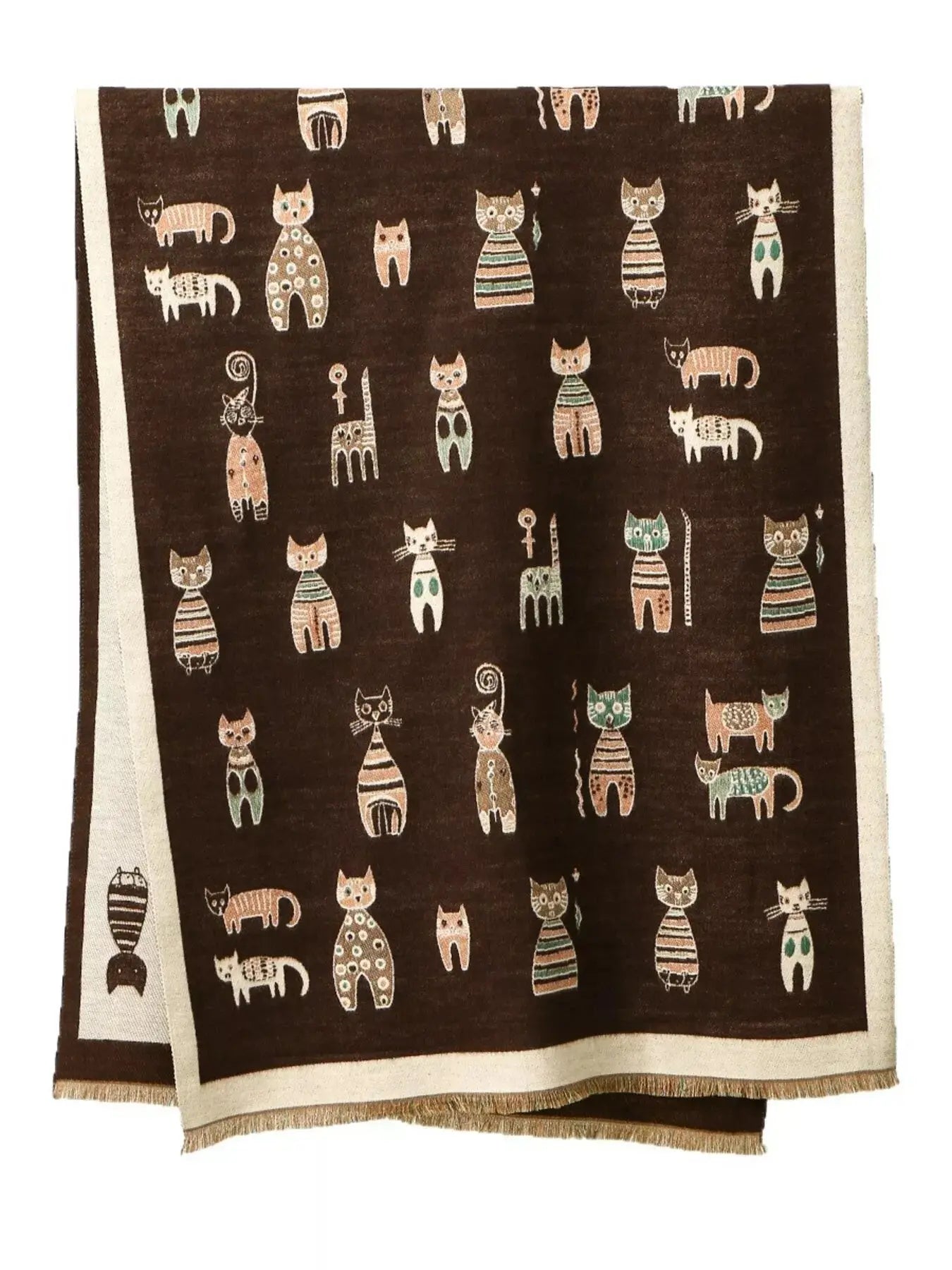 Cute Cat Pattern Raw Hem Scarf Simply Love