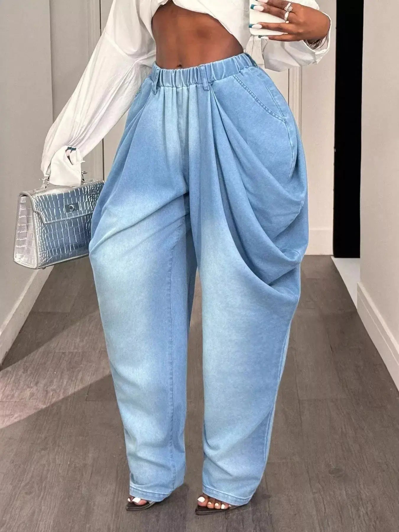 Ruched Wide Leg Jeans Simply Love