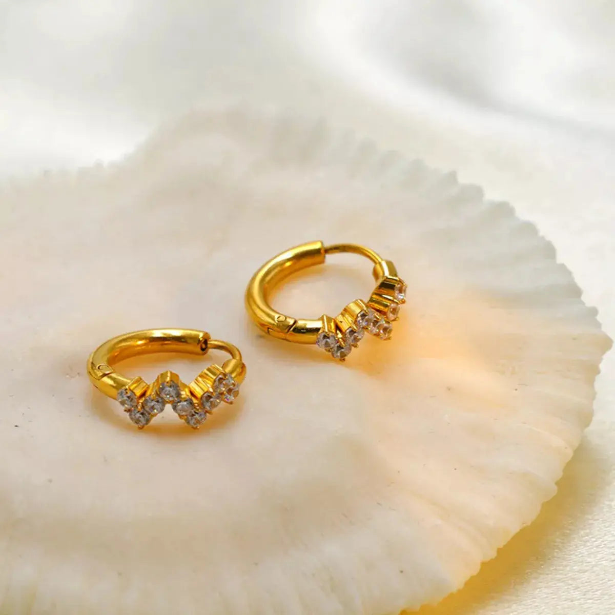 Stainless Steel Zircon Hoop Earrings Simply Love