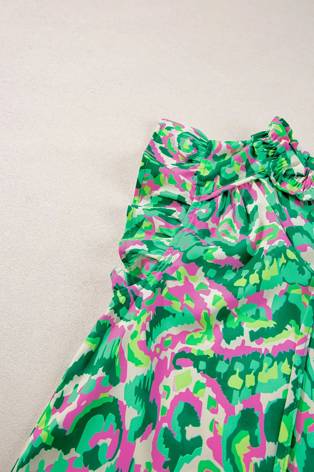 Abstract Print Ruffled Trim Tie Neck Top - Product image 11 by Simply Love