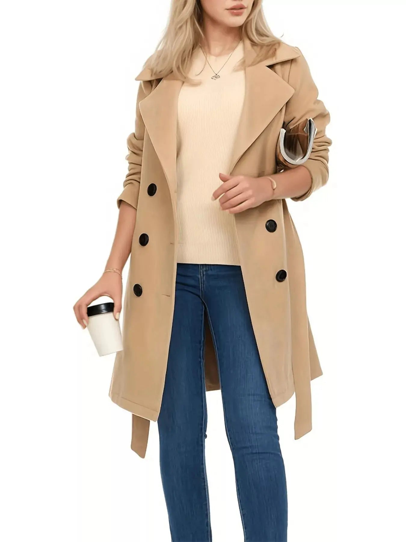 Double Breasted Long Sleeve Coat Simply Love