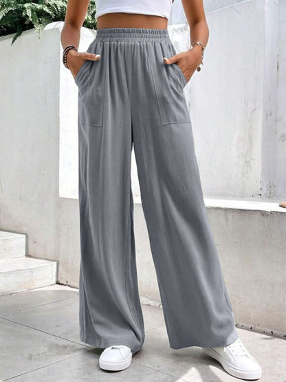 High-Rise Wide-Leg Trousers with Functional Pockets