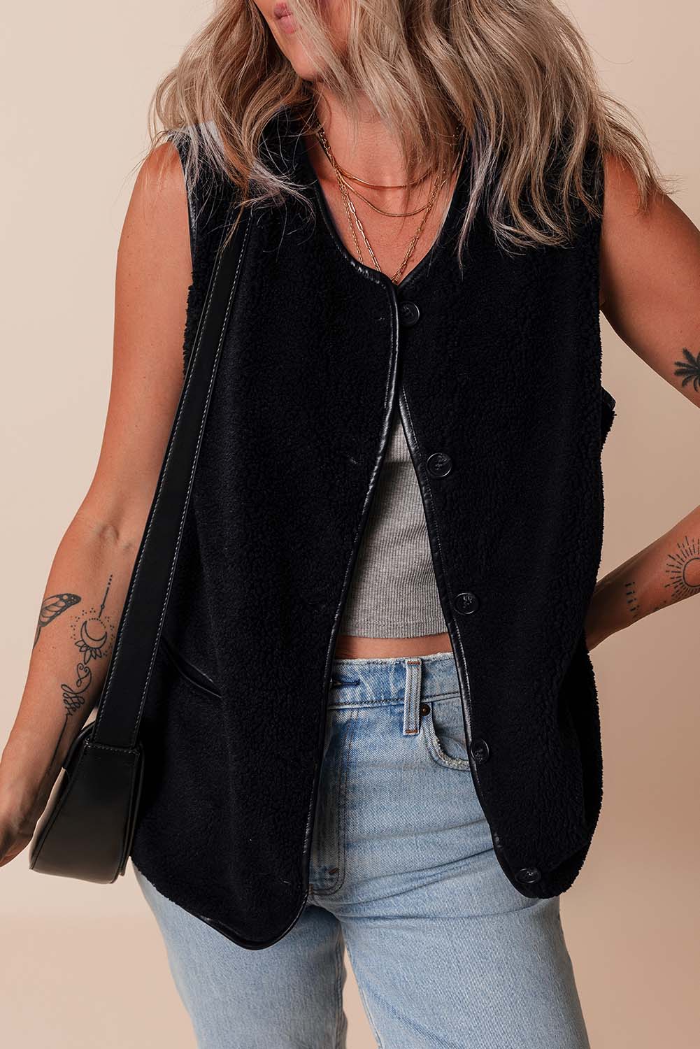 Sophisticated Black Fleece Vest