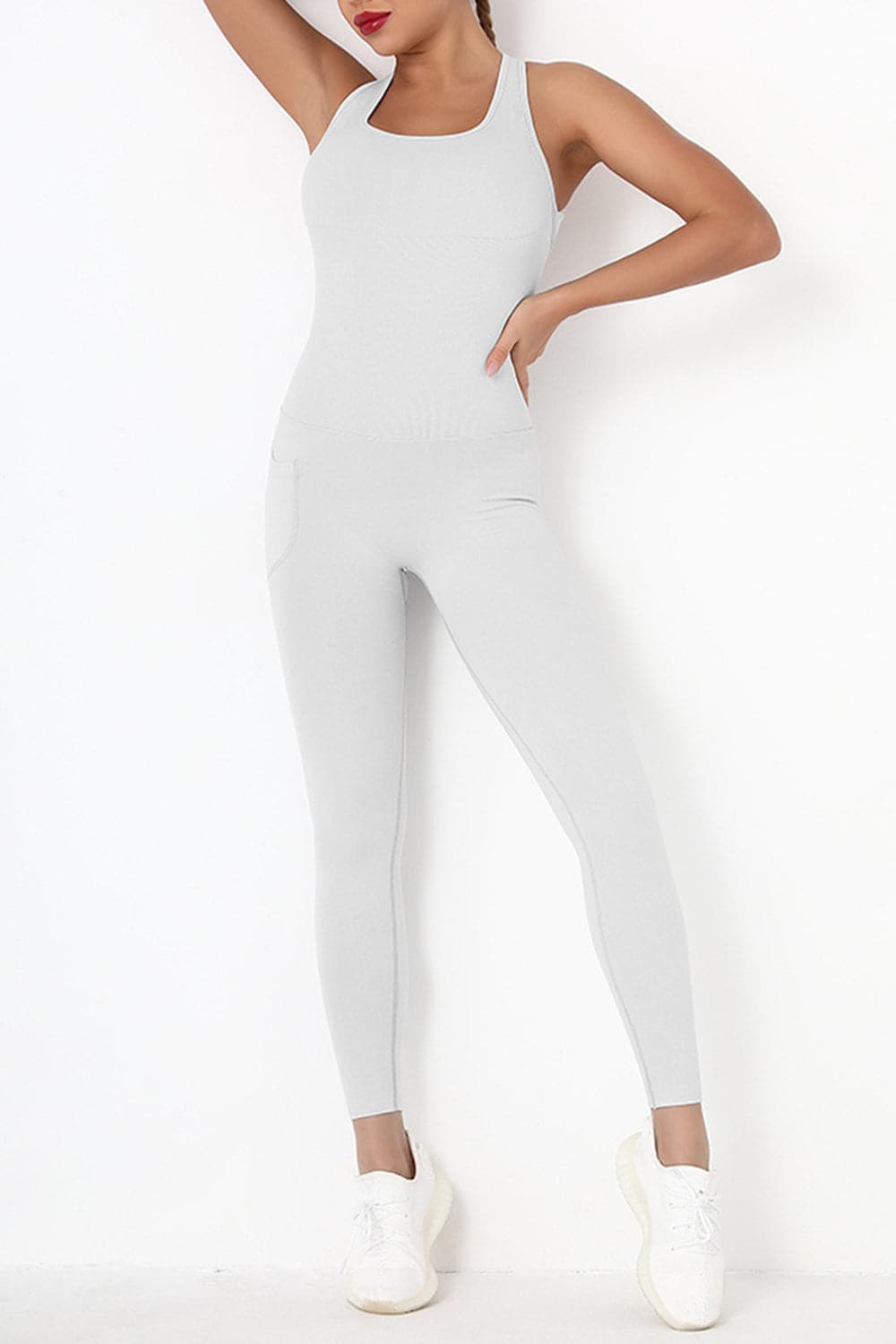 Crisscross Wide Strap Active Jumpsuit.