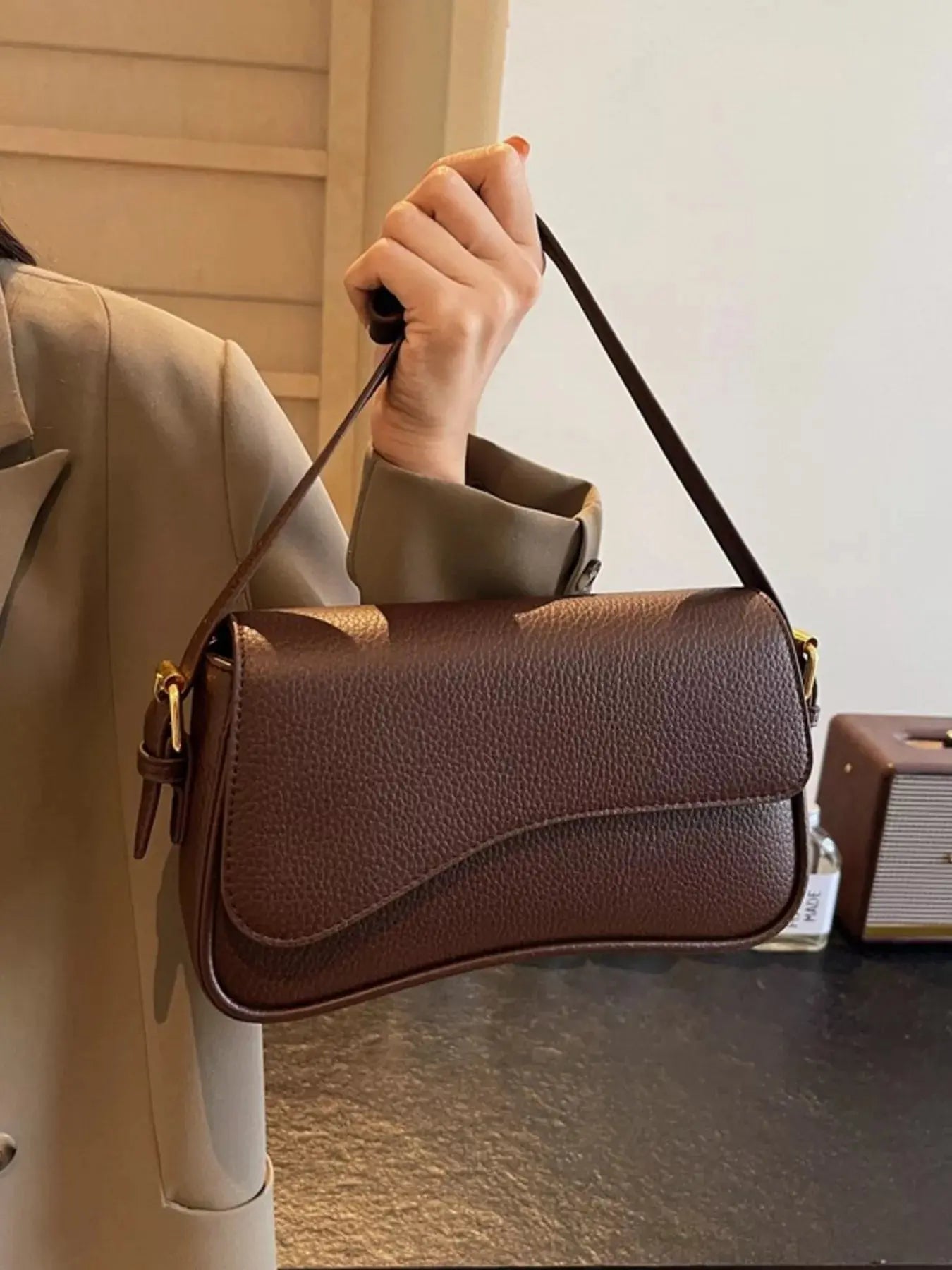 Solid Color Leather Crossbody Bag Simply Love