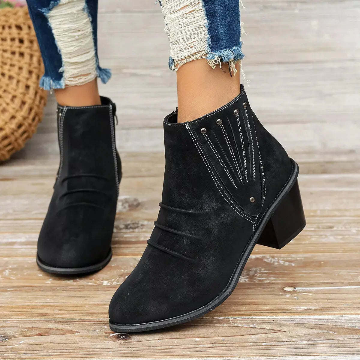 Point Toe Block Heels Boots Simply Love