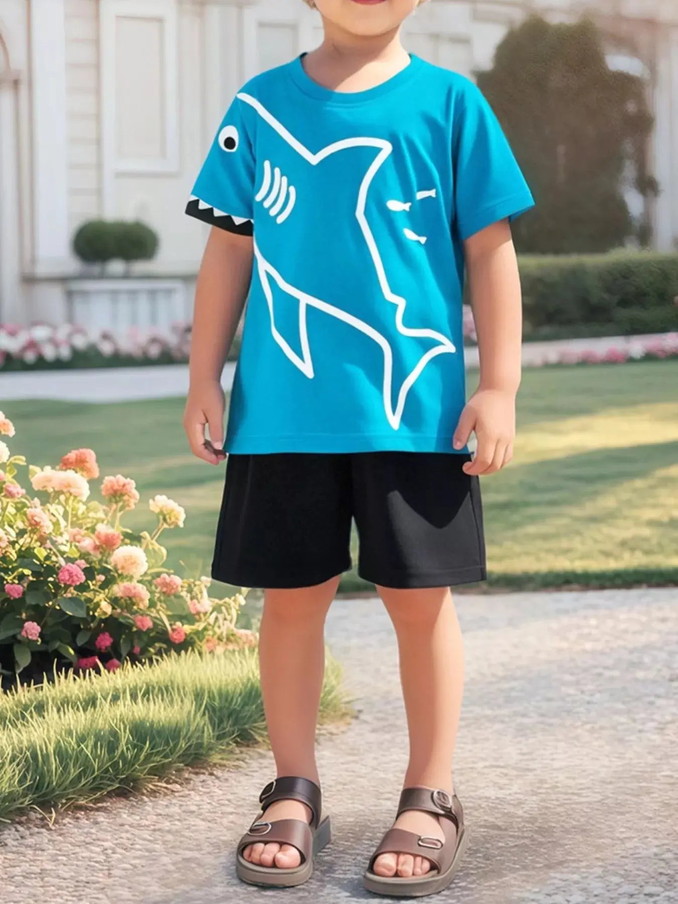 Children's Shark Graphic Tee & Shorts Set Simply Love