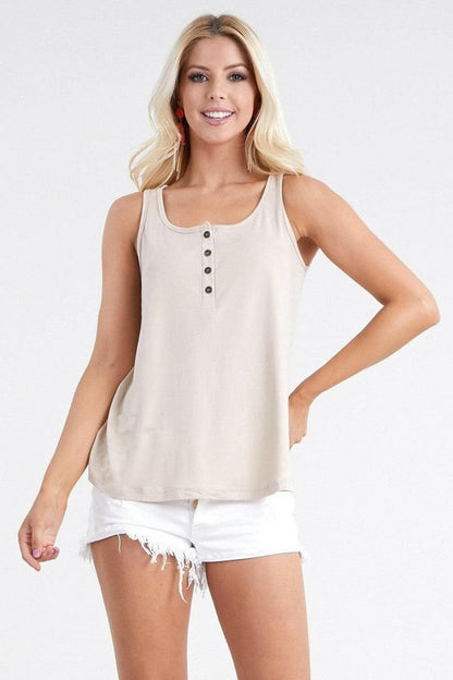 Ninexis Square Neck Half Button Tank.