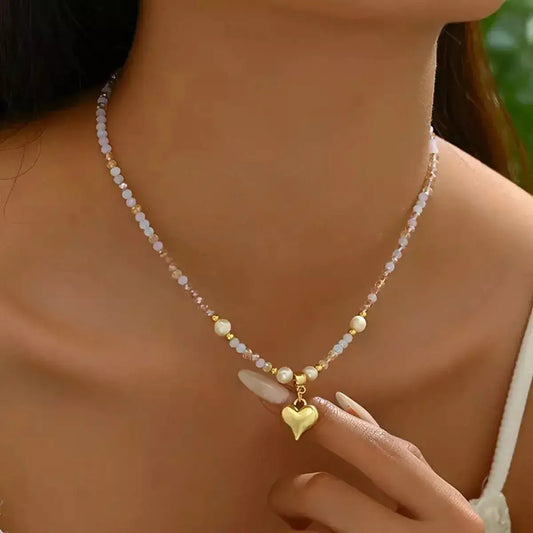 Bead Heart Pendant Necklace Simply Love