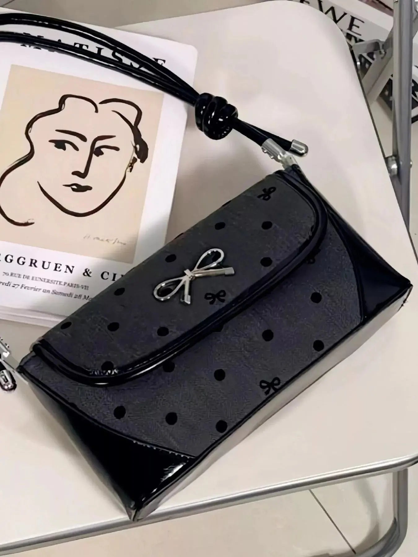 Bow Decor Flap Shoulder Bag Simply Love