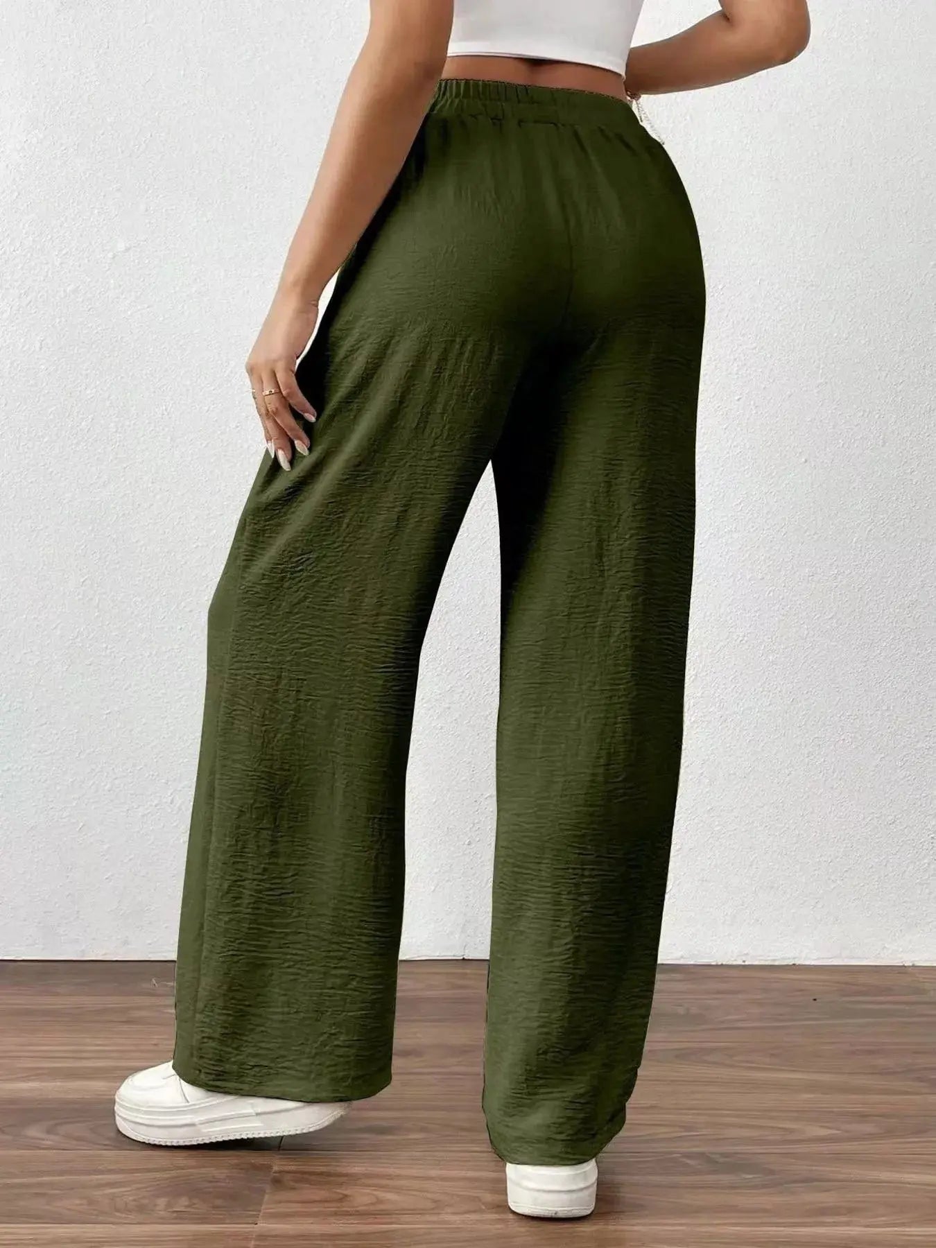 Casual Drawstring Wide Leg Pants Simply Love