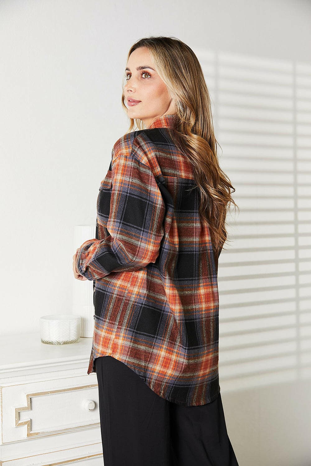 Plaid Dropped Shoulder Shirt.