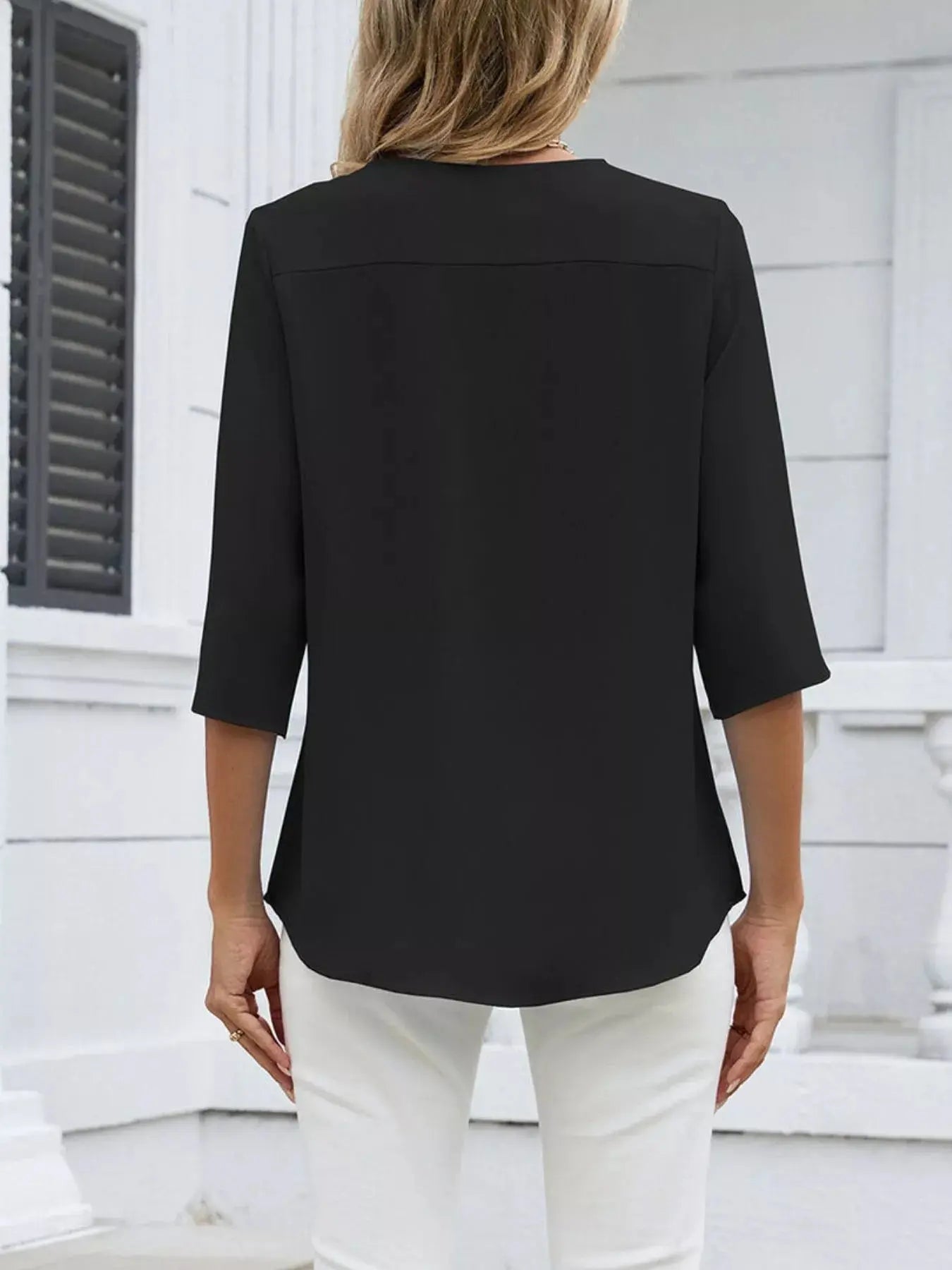 V-Neck 3/4 Sleeve Blouse Simply Love