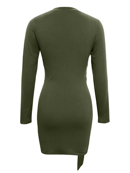 Round Neck Long Sleeve Bodycon Dress
