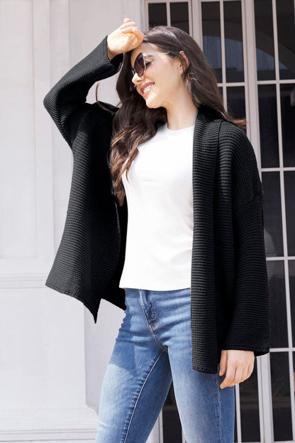 Tied Open Front Long Sleeve Cardigan.