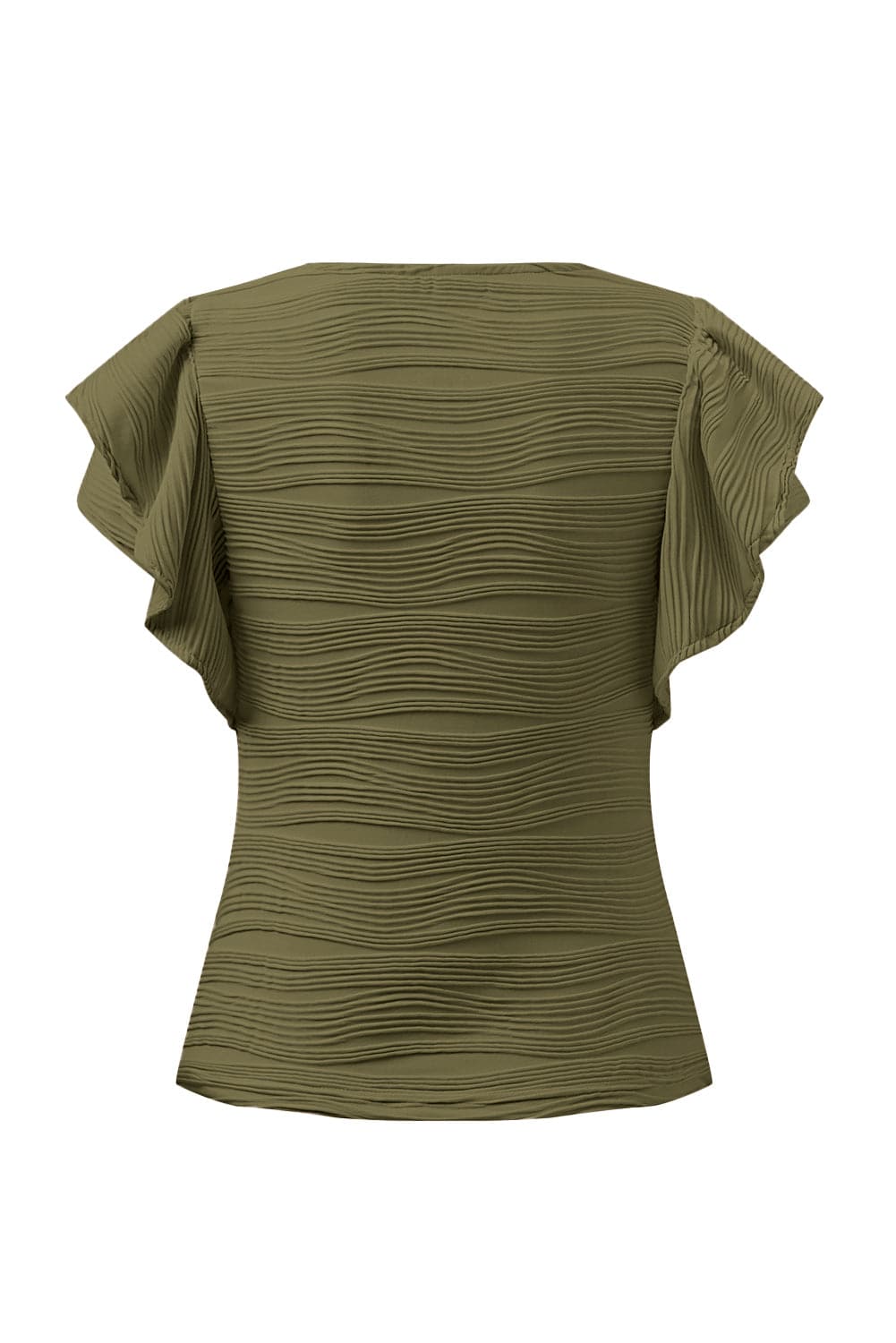 Textured Round Neck Cap Sleeve Top.