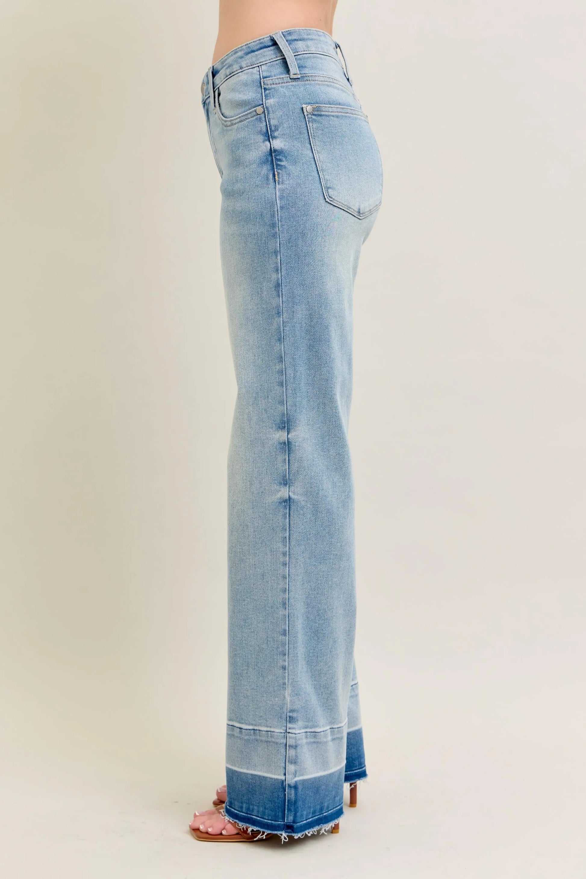 Judy Blue Plus Size Full Size Wide Leg Jeans with Released Hem - Love Salve 