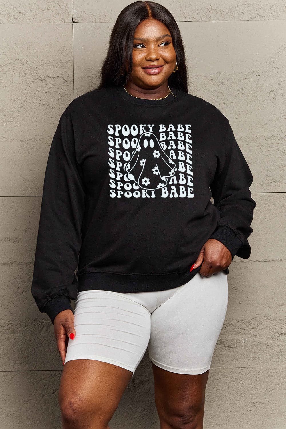 Simply Love Full Size SPOOKY BABE Graphic Sweatshirt.