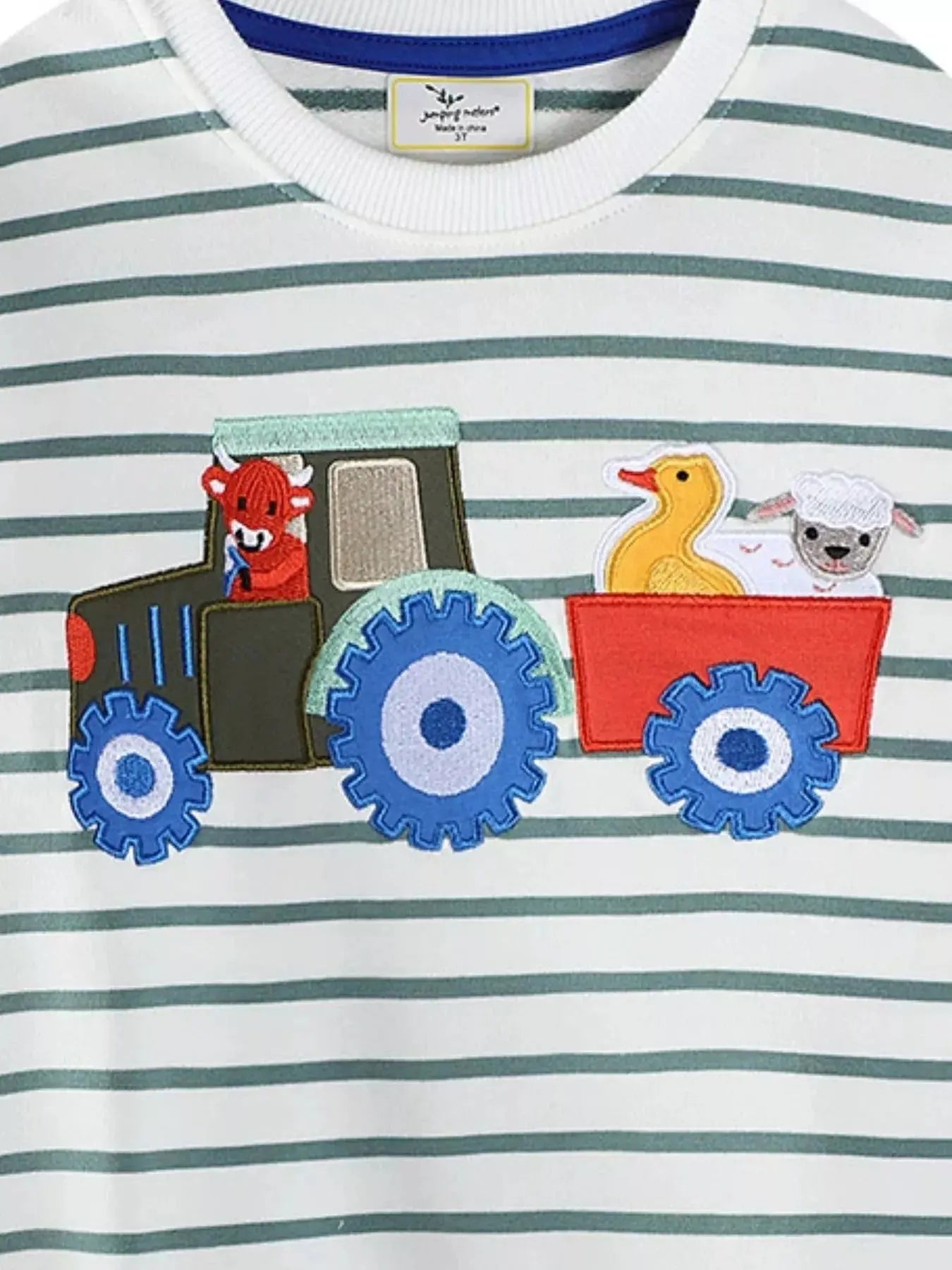 Children's Striped Tractor Crew Neck Sweatshirt Simply Love