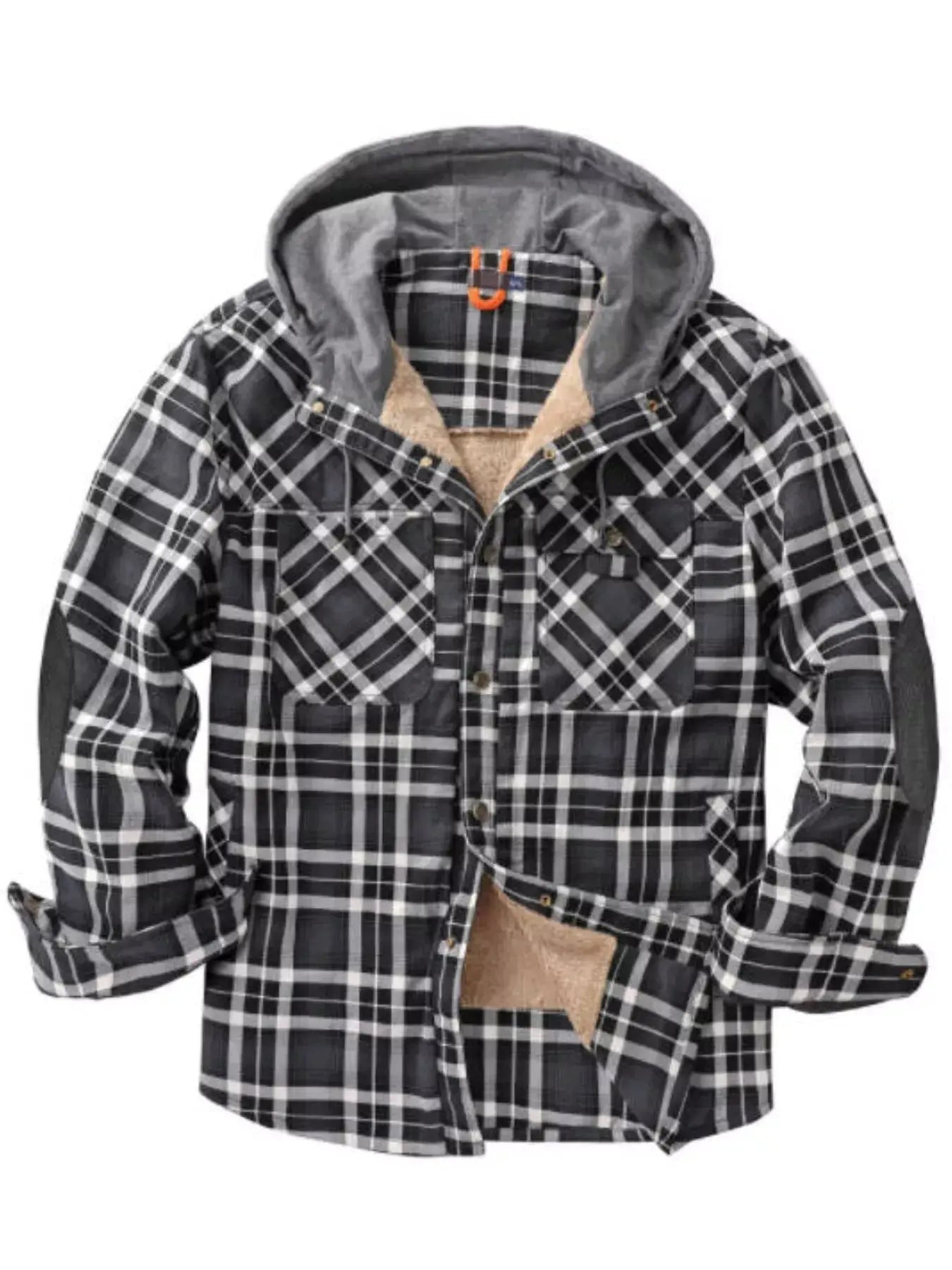 Men's Snap Down Plaid Flannel Hooded Jacket Simply Love