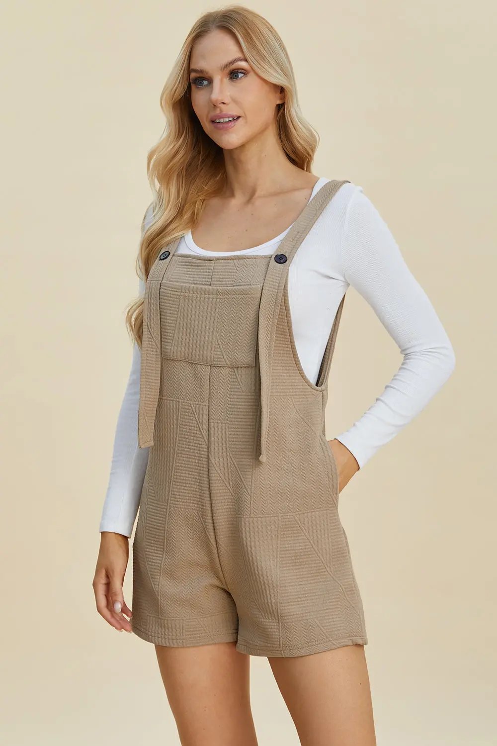 Double Take Full Size Texture Sleeveless Romper - Love Salve