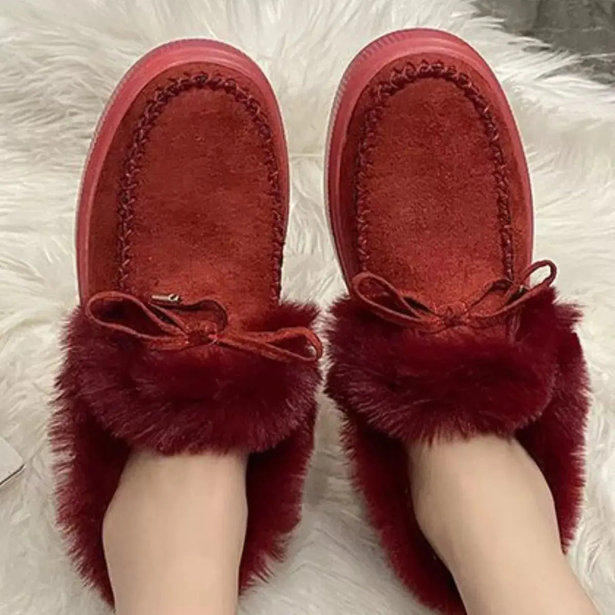 Fuzzy Round Toe Slip-Ons Simply Love
