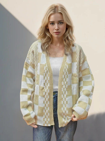 Double Take: Checkered Cardigan - Open Front