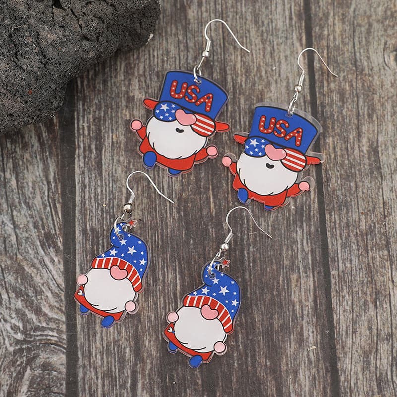 2 Pair Acrylic Gnome Earrings.