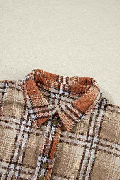 Plaid Snap Down Dropped Shoulder Shacket.