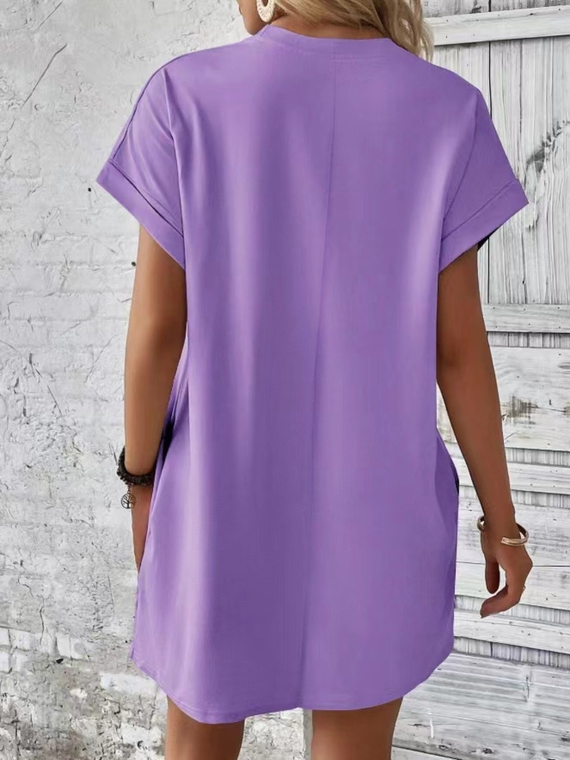 Pocketed Round Neck Short Sleeve Dress Coco’s Tee Boutique