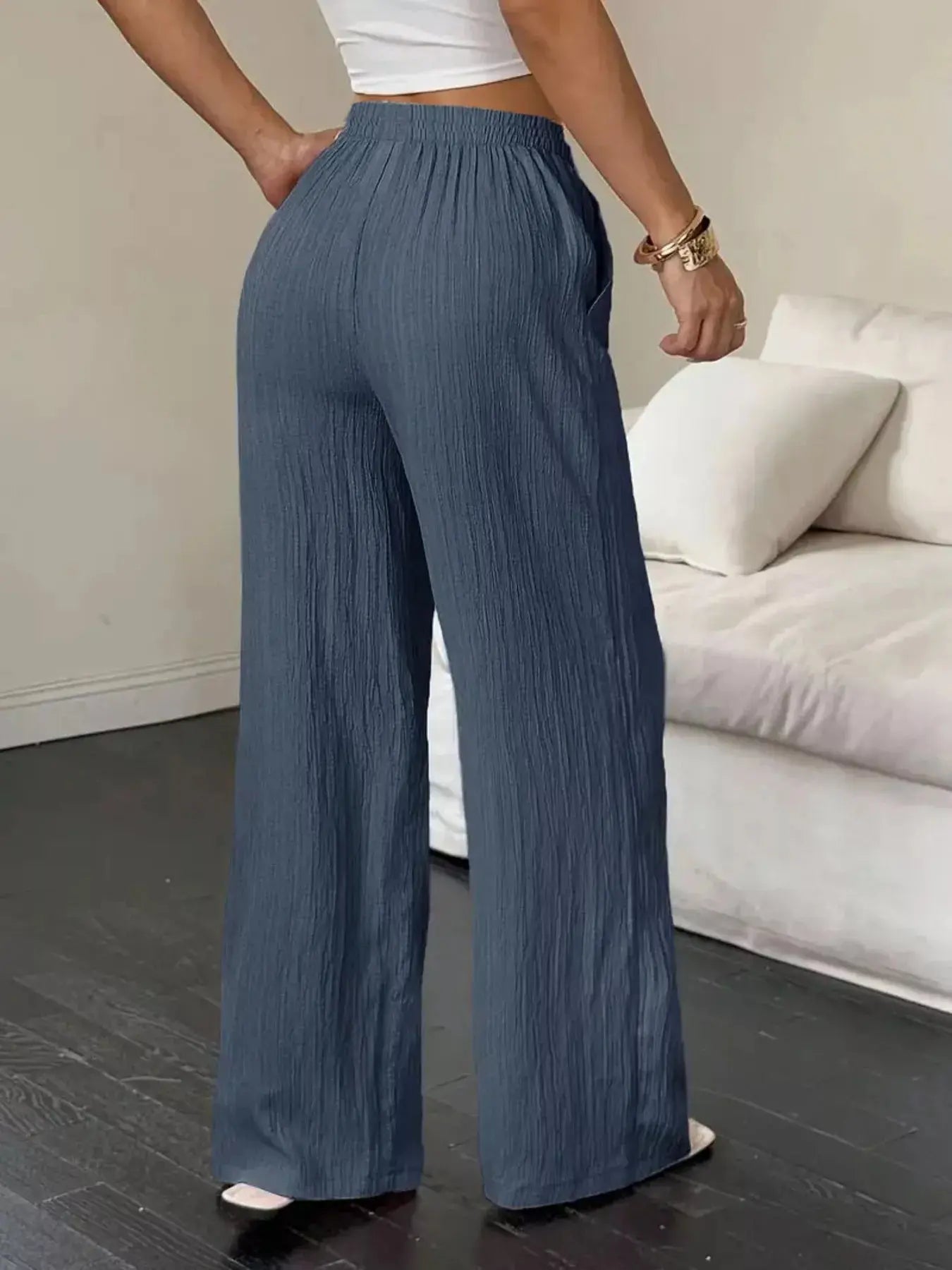 Wide Leg Pants with Drawstring Simply Love