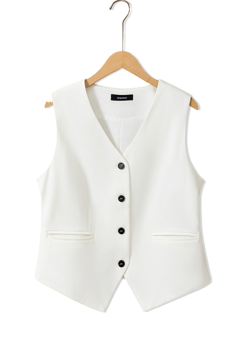 Elegant white V-neck button-up vest for a polished look